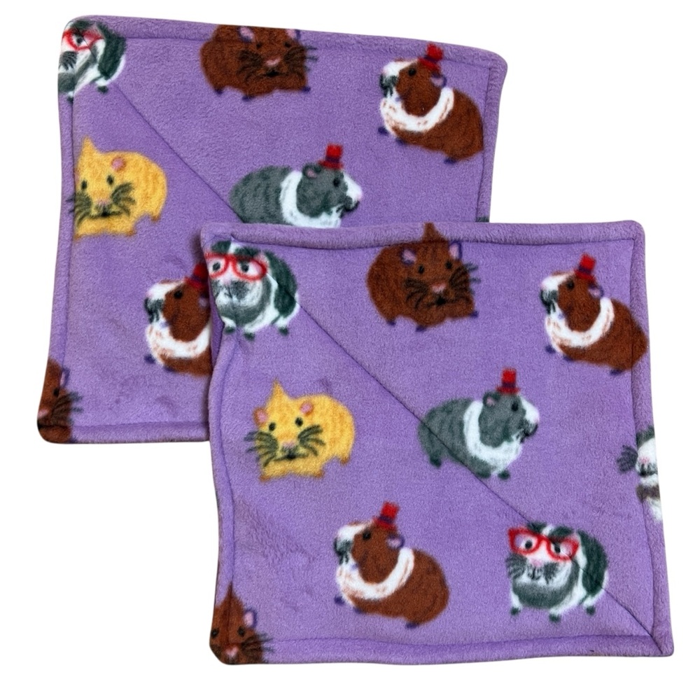 Guinea Pig Piddle Lap P Pad Pair Purple Piggies x2 Fleece Limited Edition Fabric